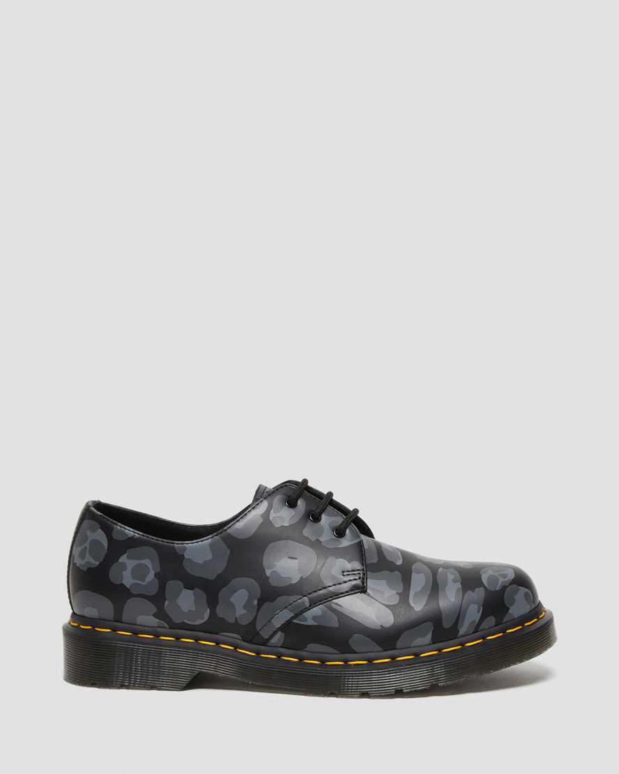Zapatos Oxford Dr Martens 1461 Distorted Leopard Print Mujer Negras  España |  21590-GWOC