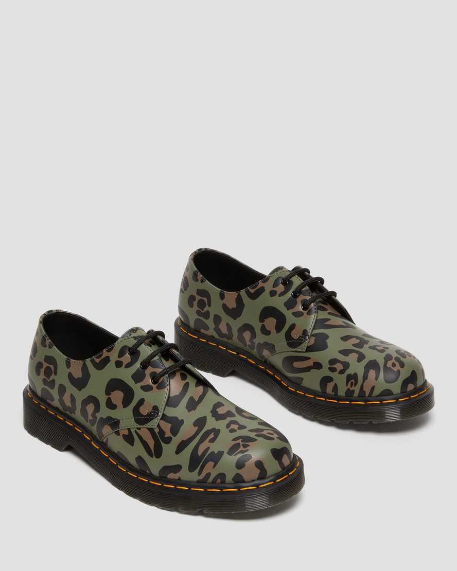 Zapatos Oxford Dr Martens 1461 Distorted Leopard Print Hombre Kaki Verde  España |  32098-HWJN
