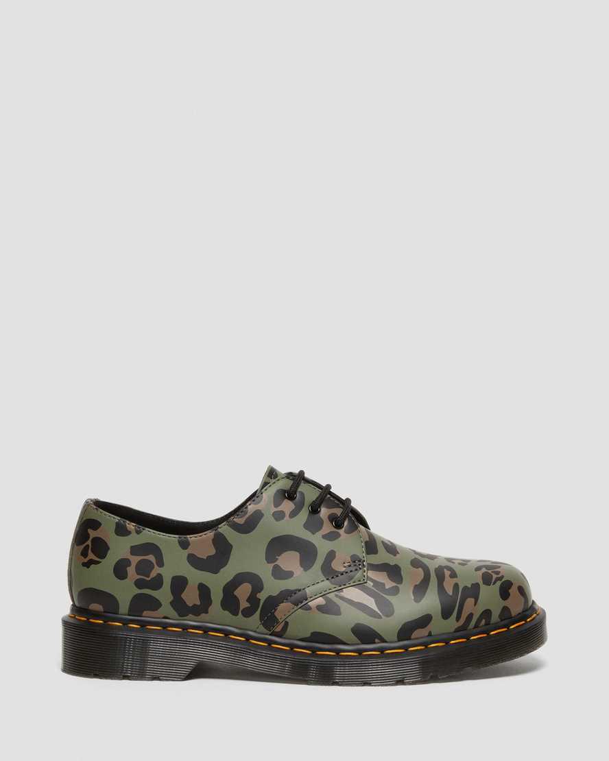 Zapatos Oxford Dr Martens 1461 Distorted Leopard Print Hombre Kaki Verde  España |  32098-HWJN