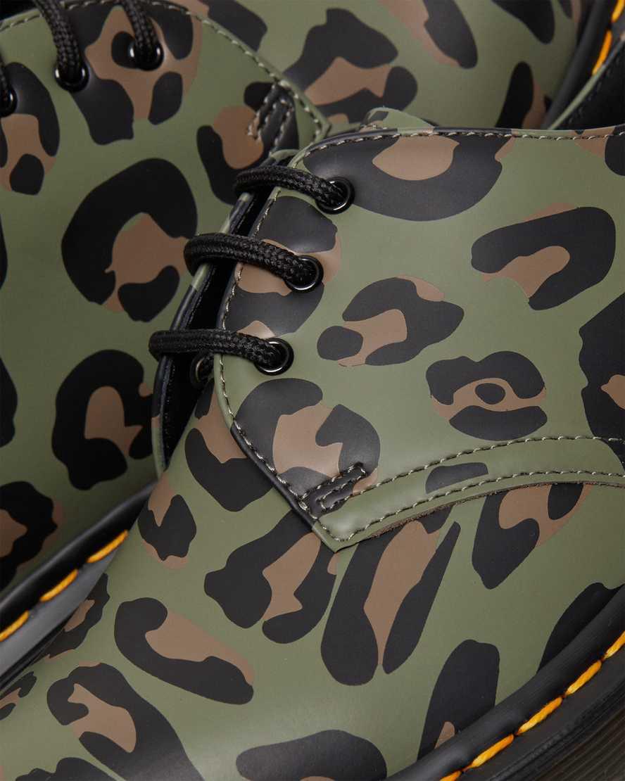 Zapatos Oxford Dr Martens 1461 Distorted Leopard Print Hombre Kaki Verde  España |  32098-HWJN