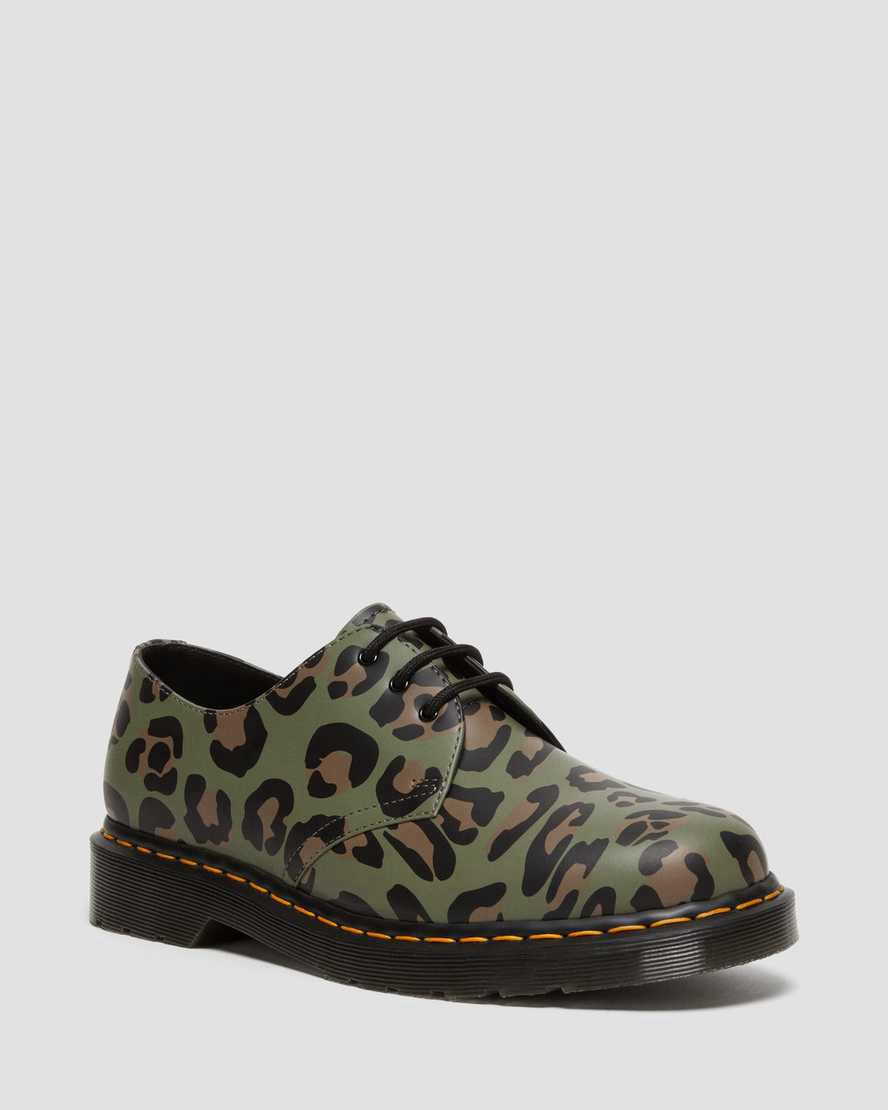 Zapatos Oxford Dr Martens 1461 Distorted Leopard Print Hombre Kaki Verde  España |  32098-HWJN