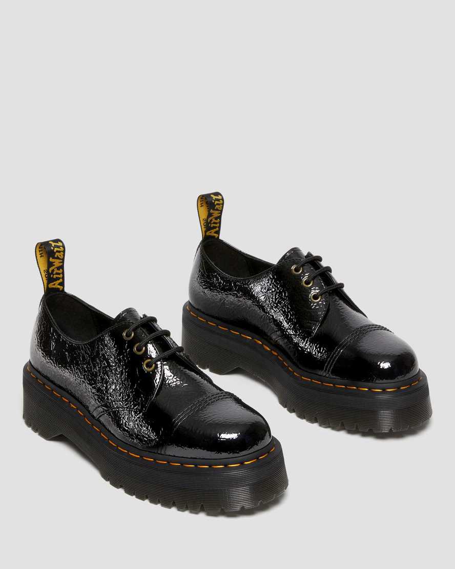 Zapatos Oxford Dr Martens 1461 Distressed Patent Leather Platform Mujer Negras  España |  75130-MDIE