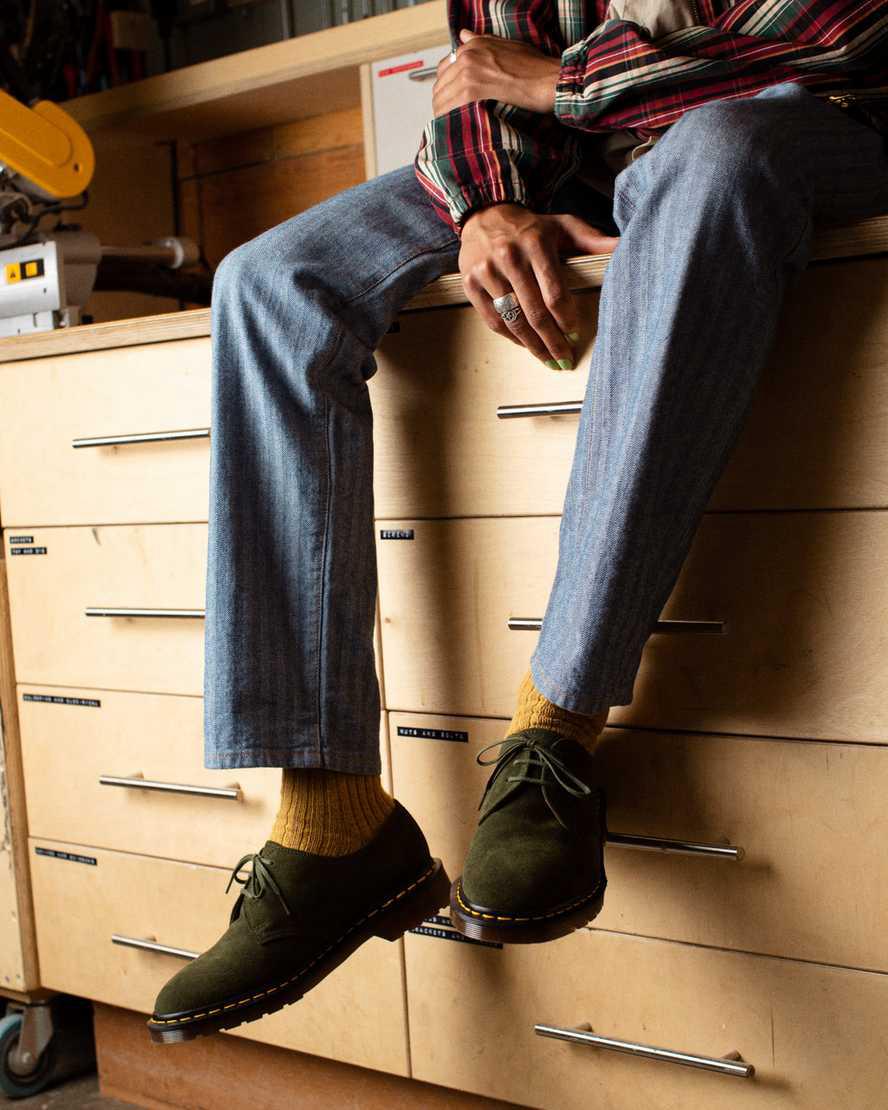 Zapatos Oxford Dr Martens 1461 Made in England Buck Suede Hombre Verde  España |  51824-NEOY