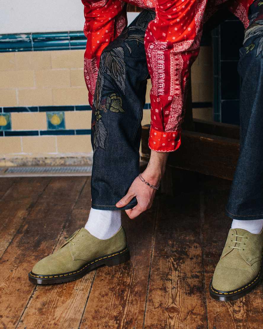Zapatos Oxford Dr Martens 1461 Made in England Nubuck Leather Mujer Verde  España |  95204-LUDC