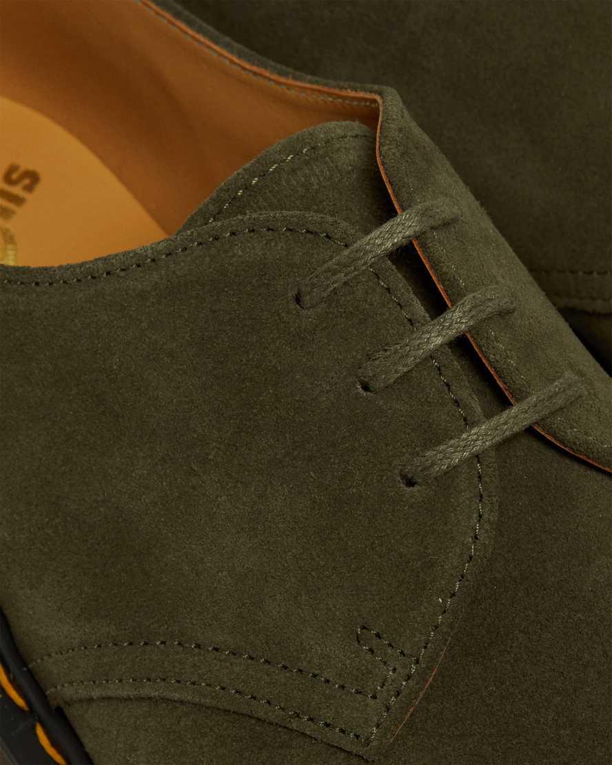 Zapatos Oxford Dr Martens 1461 Made in England Buck Suede Mujer Verde  España |  98406-JHQS