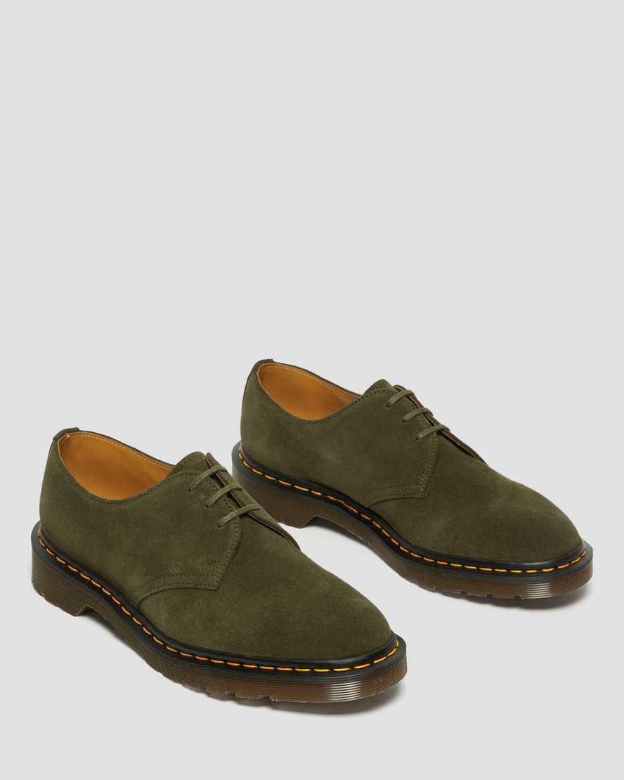 Zapatos Oxford Dr Martens 1461 Made in England Buck Suede Mujer Verde  España |  98406-JHQS