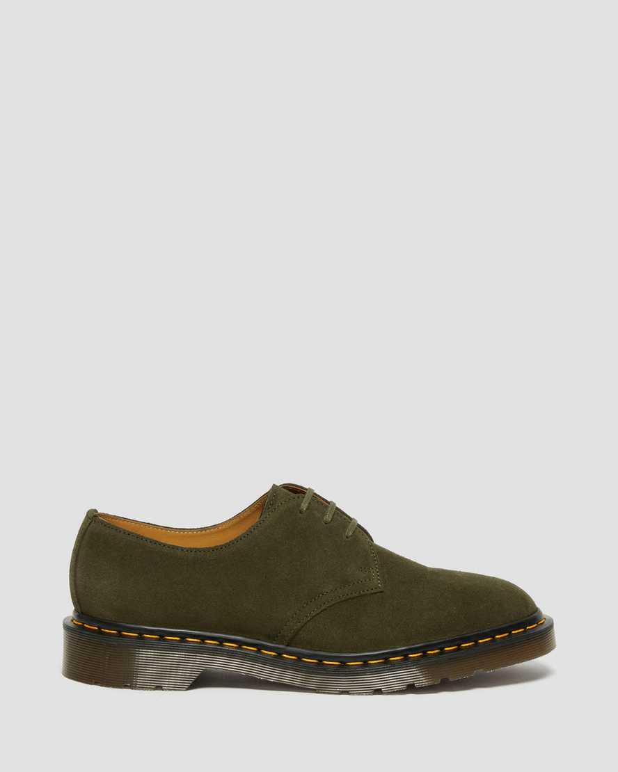 Zapatos Oxford Dr Martens 1461 Made in England Buck Suede Mujer Verde  España |  98406-JHQS