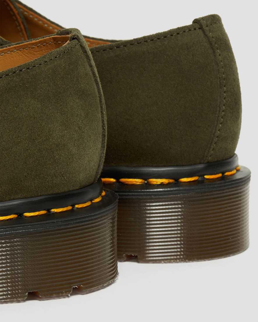 Zapatos Oxford Dr Martens 1461 Made in England Buck Suede Mujer Verde  España |  98406-JHQS