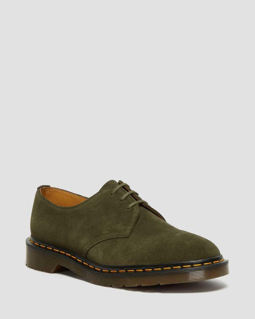 Zapatos Oxford Dr Martens 1461 Made in England Buck Suede Mujer Verde  España |  98406-JHQS