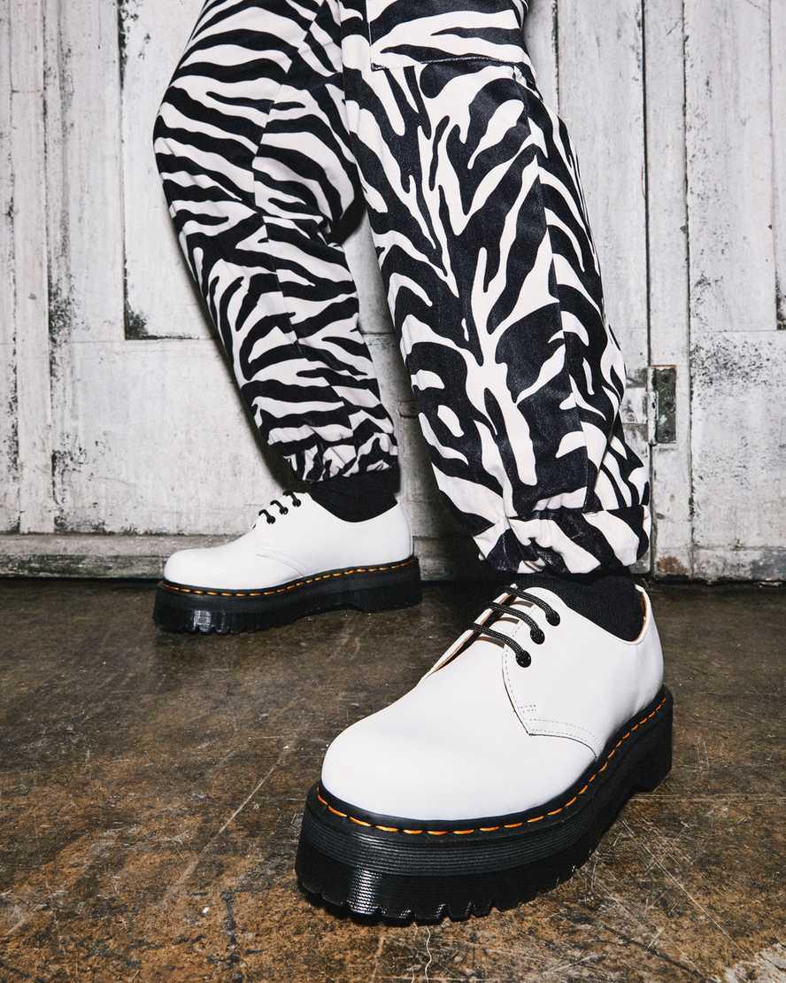 Zapatos Oxford Dr Martens 1461 Smooth Leather Platform Mujer Blancas  España |  09325-BHYF