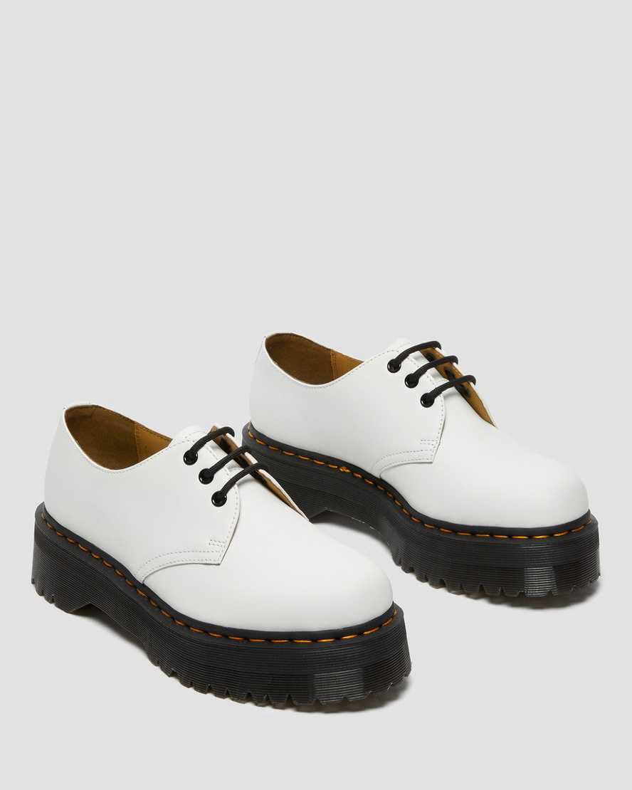 Zapatos Oxford Dr Martens 1461 Smooth Leather Platform Mujer Blancas  España |  09325-BHYF