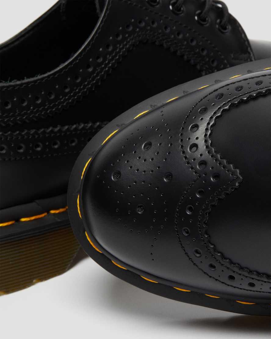 Zapatos Oxford Dr Martens 3989 Yellow Stitch Smooth Leather Brogue Hombre Negras  España |  25403-SWIK