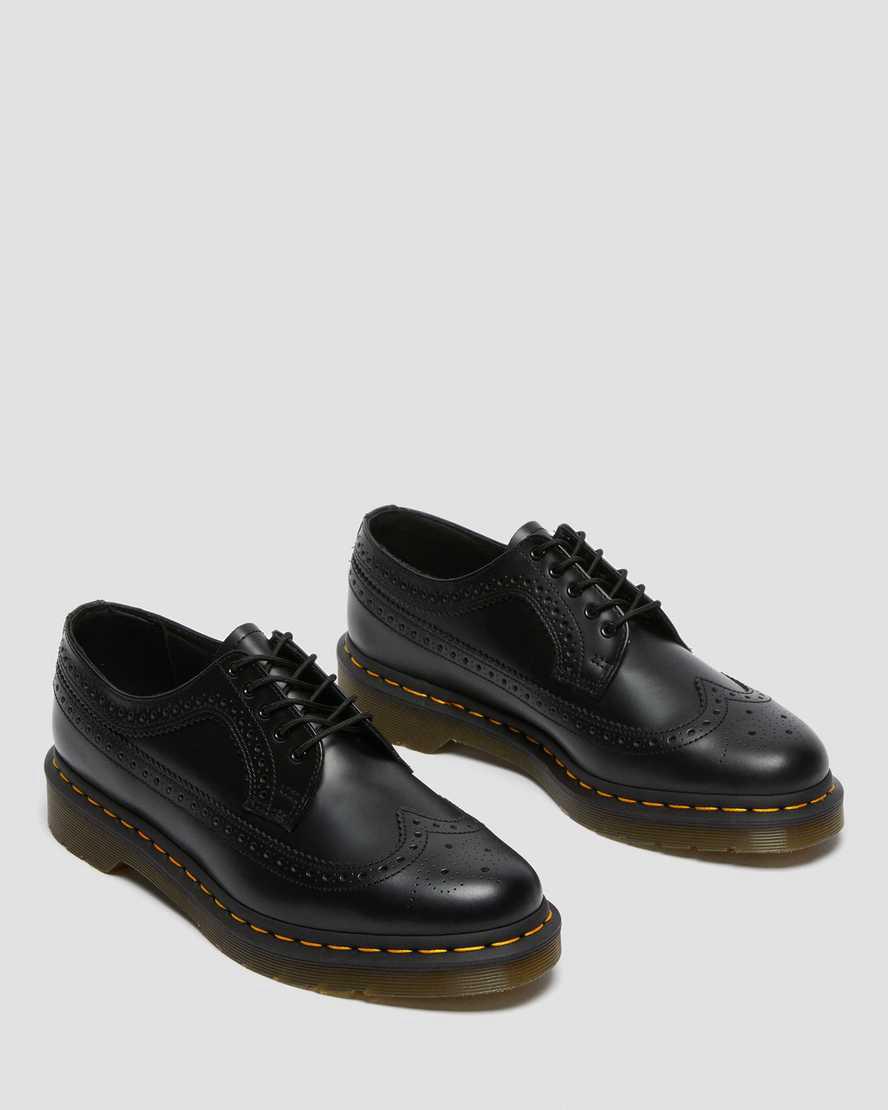 Zapatos Oxford Dr Martens 3989 Yellow Stitch Smooth Leather Brogue Hombre Negras  España |  25403-SWIK