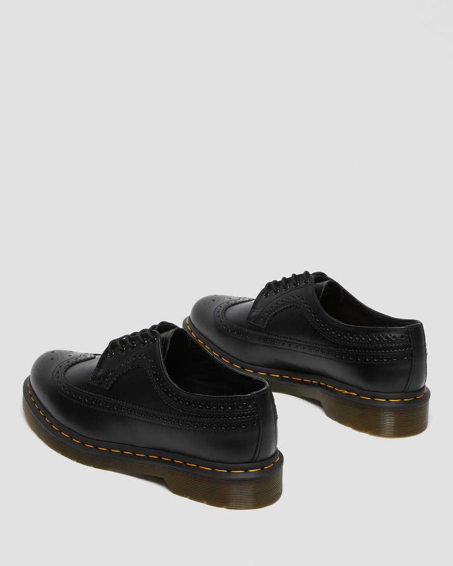 Zapatos Oxford Dr Martens 3989 Yellow Stitch Smooth Leather Brogue Hombre Negras  España |  25403-SWIK