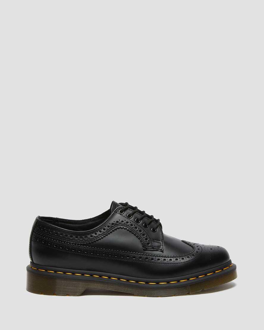 Zapatos Oxford Dr Martens 3989 Yellow Stitch Smooth Leather Brogue Hombre Negras  España |  25403-SWIK