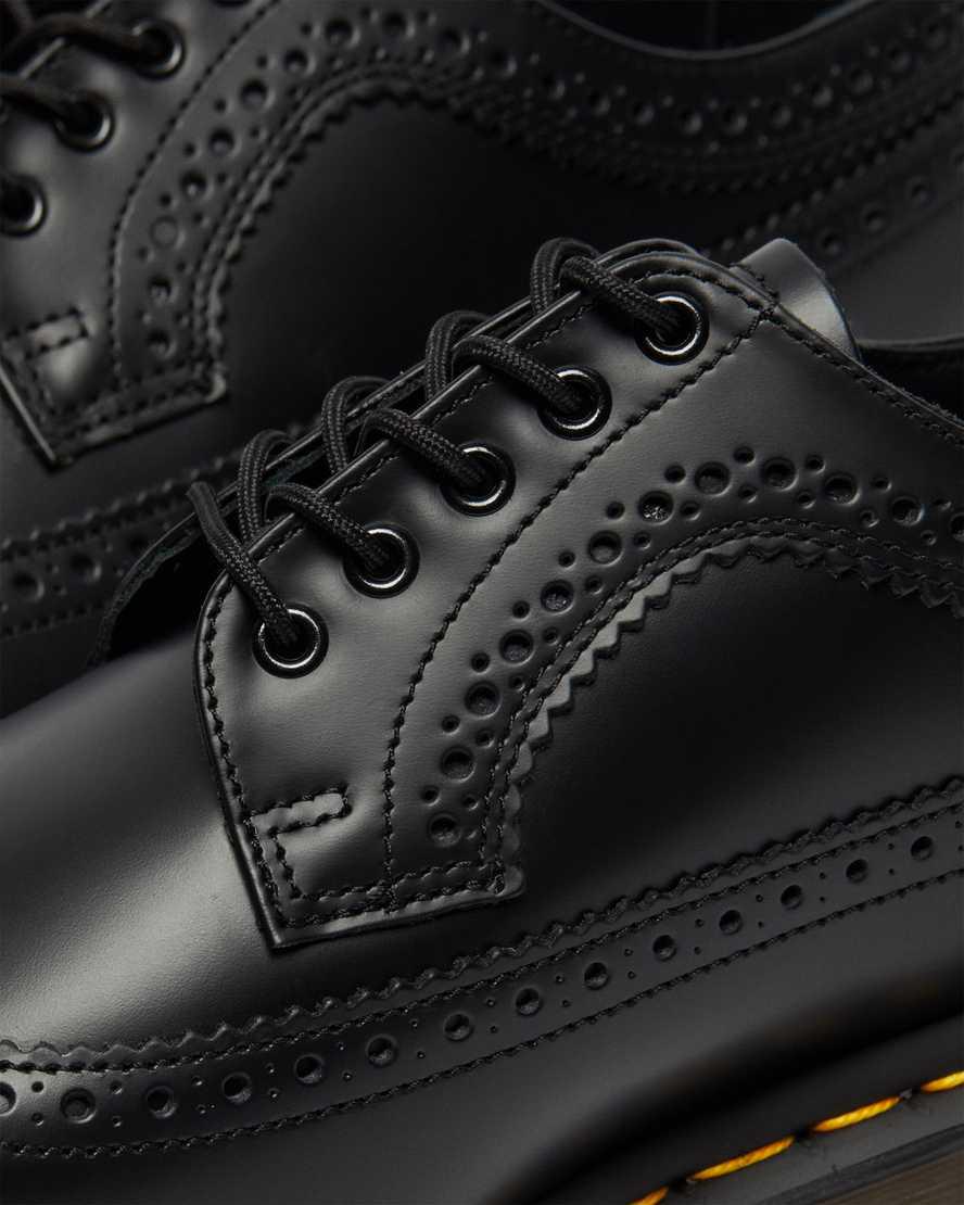 Zapatos Oxford Dr Martens 3989 Yellow Stitch Smooth Leather Brogue Hombre Negras  España |  25403-SWIK