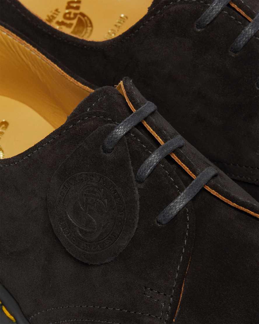 Zapatos Oxford Dr Martens Archie II Made in England Suede Mujer Negras  España |  30786-YMWF