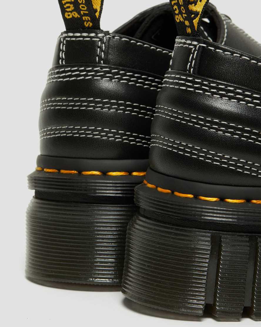 Zapatos Oxford Dr Martens Audrick White Stitch Leather Platform Hombre Negras  España |  18396-OEZM