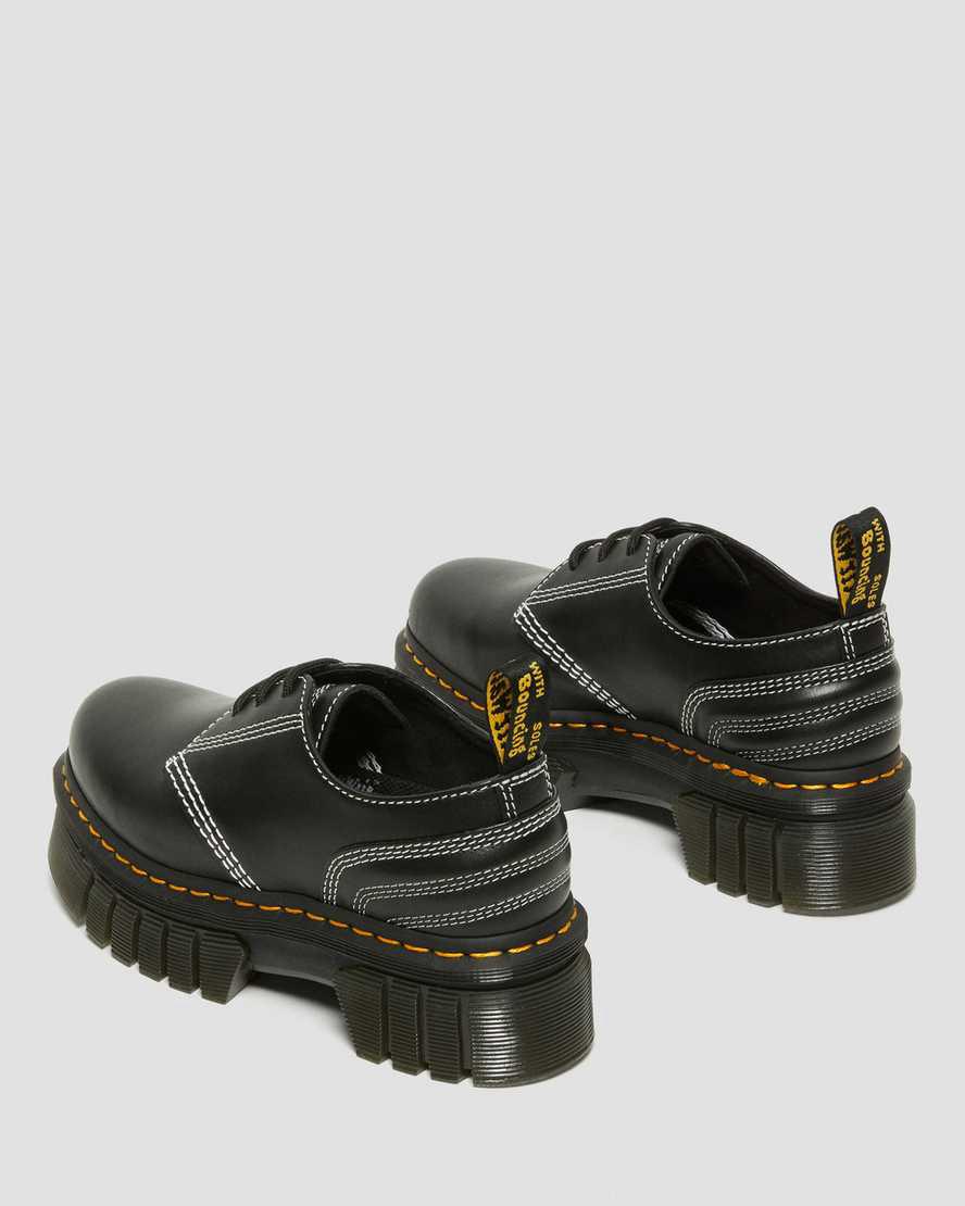 Zapatos Oxford Dr Martens Audrick White Stitch Leather Platform Hombre Negras  España |  18396-OEZM