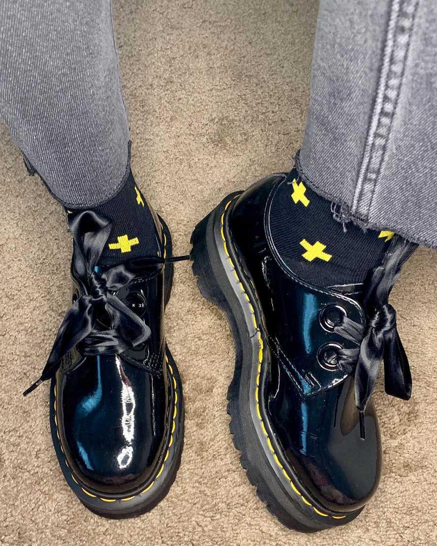 Zapatos Oxford Dr Martens Holly Leather Platform Mujer Negras  España |  34215-OIJM