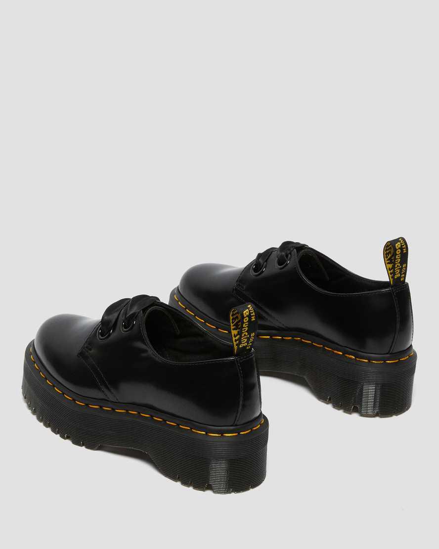 Zapatos Oxford Dr Martens Holly Leather Platform Mujer Negras  España |  34215-OIJM