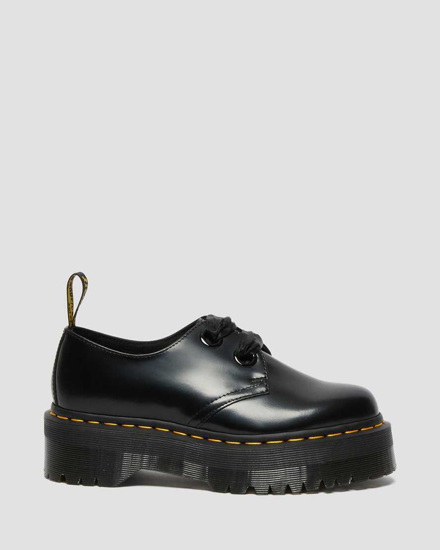 Zapatos Oxford Dr Martens Holly Leather Platform Mujer Negras  España |  34215-OIJM