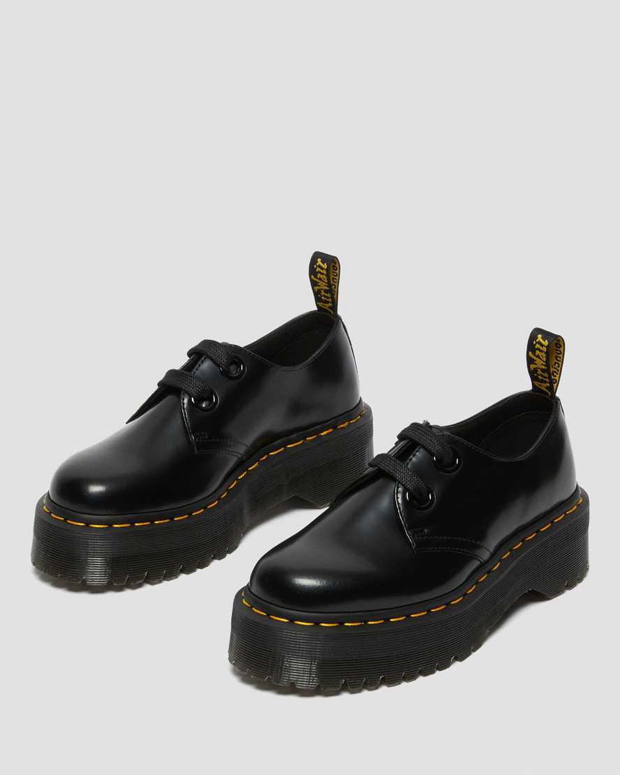 Zapatos Oxford Dr Martens Holly Leather Platform Mujer Negras  España |  34215-OIJM