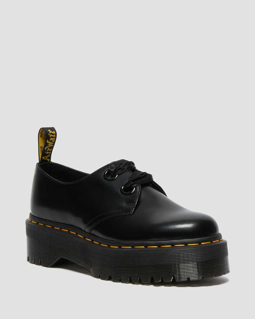 Zapatos Oxford Dr Martens Holly Leather Platform Mujer Negras  España |  34215-OIJM