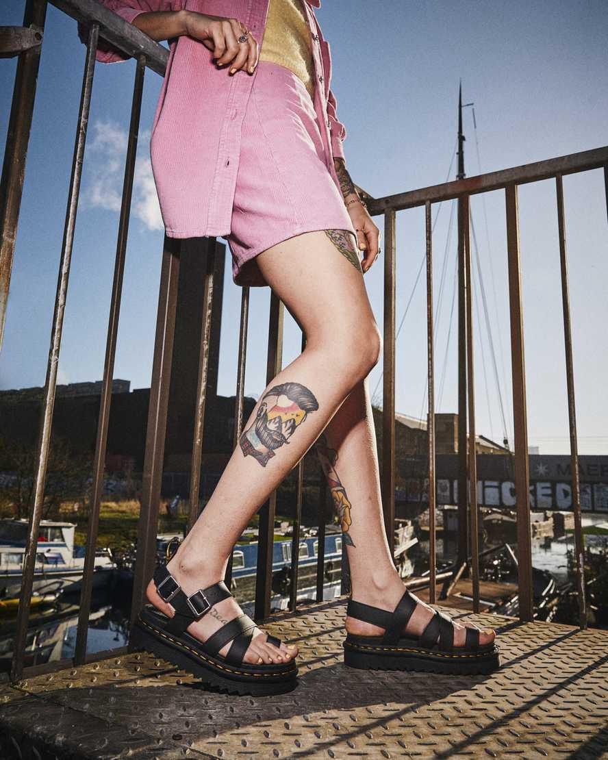 Sandalias De Gladiador Dr Martens Avry Hydro Leather Strap Mujer Negras  España |  04721-FVXS