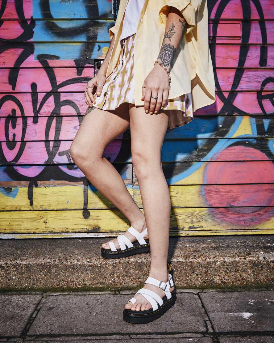 Sandalias De Gladiador Dr Martens Avry Hydro Leather Strap Mujer Blancas  España |  74958-UBOX