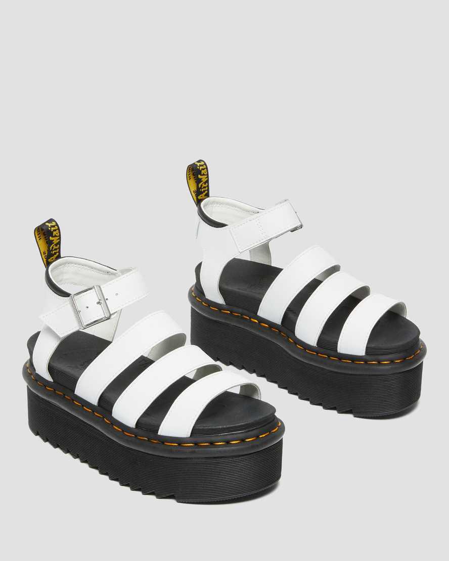 Sandalias De Gladiador Dr Martens Blaire Hydro Leather Platform Strap Mujer Blancas  España |  09536-DRAV