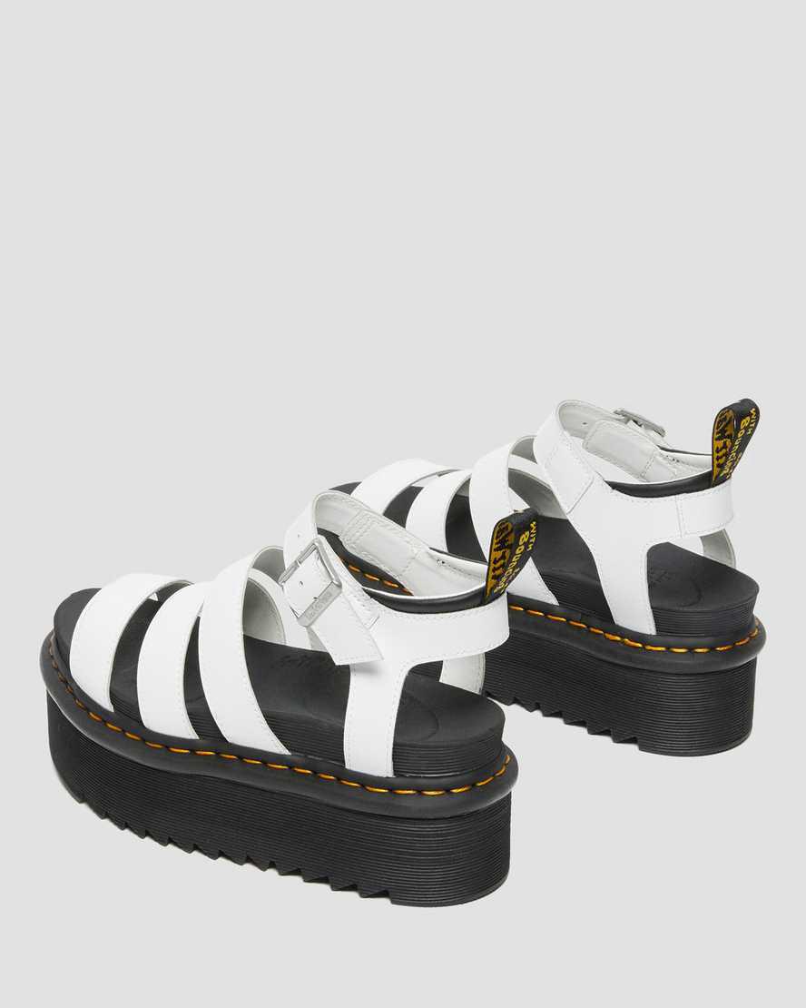 Sandalias De Gladiador Dr Martens Blaire Hydro Leather Platform Strap Mujer Blancas  España |  09536-DRAV