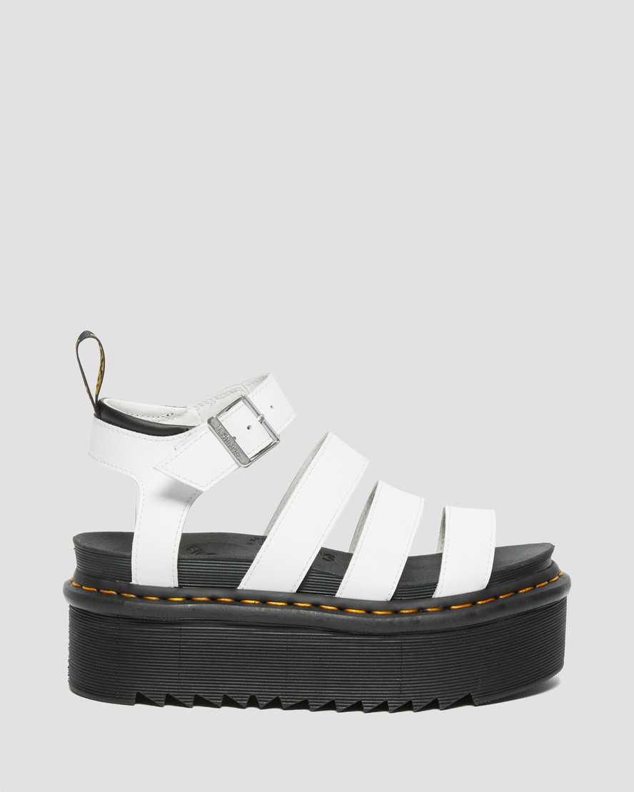 Sandalias De Gladiador Dr Martens Blaire Hydro Leather Platform Strap Mujer Blancas  España |  09536-DRAV