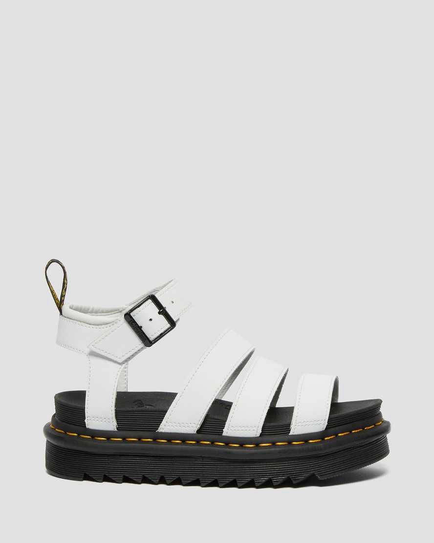 Sandalias De Gladiador Dr Martens Blaire Hydro Leather Strap Mujer Blancas  España |  19263-PSNE