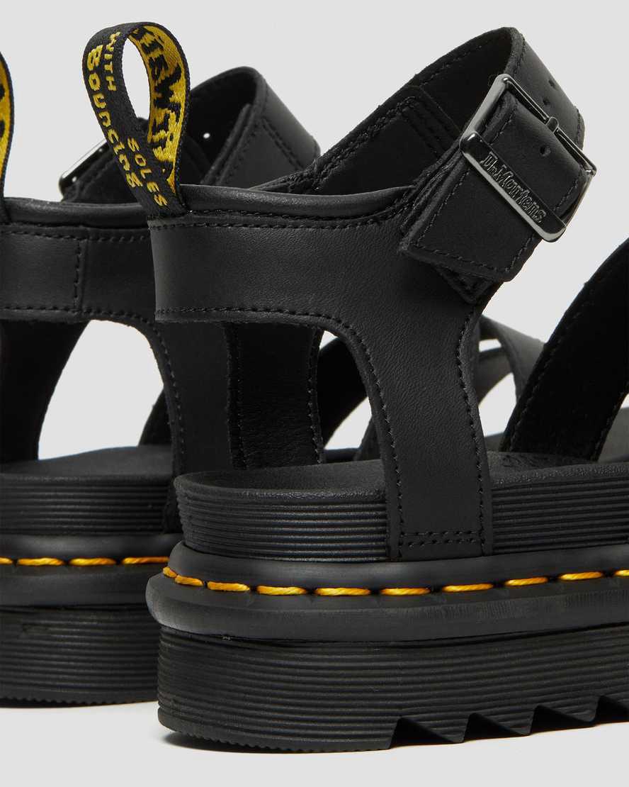 Sandalias De Gladiador Dr Martens Blaire Hydro Leather Strap Mujer Negras  España |  46189-KDMJ