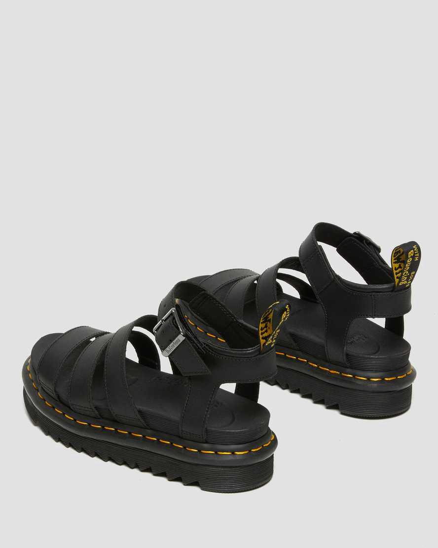 Sandalias De Gladiador Dr Martens Blaire Hydro Leather Strap Mujer Negras  España |  46189-KDMJ