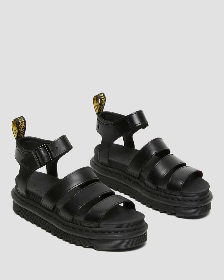 Sandalias De Gladiador Dr Martens Blaire Brando Leather Strap Mujer Negras  España |  47052-ARDO