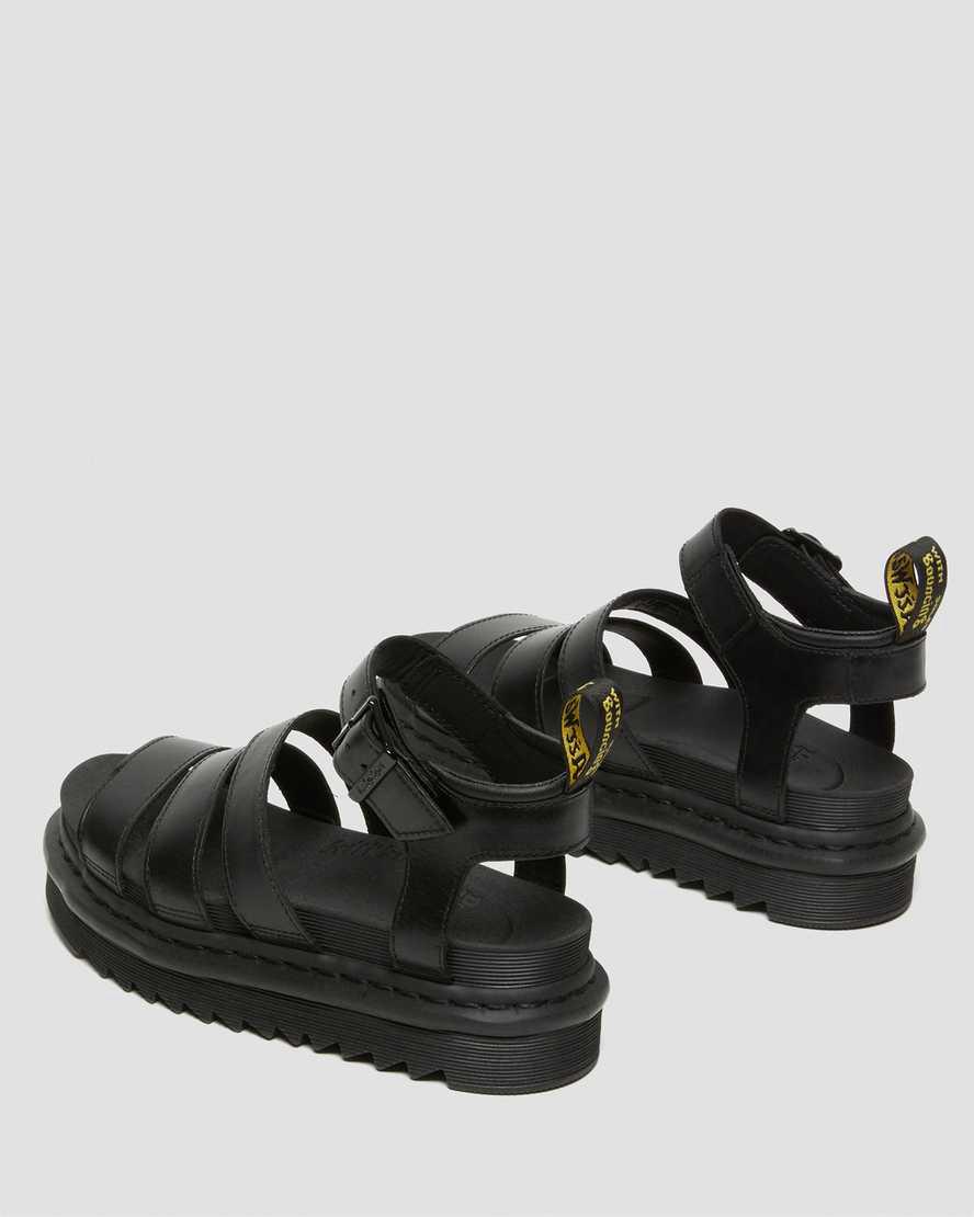 Sandalias De Gladiador Dr Martens Blaire Brando Leather Strap Mujer Negras  España |  47052-ARDO