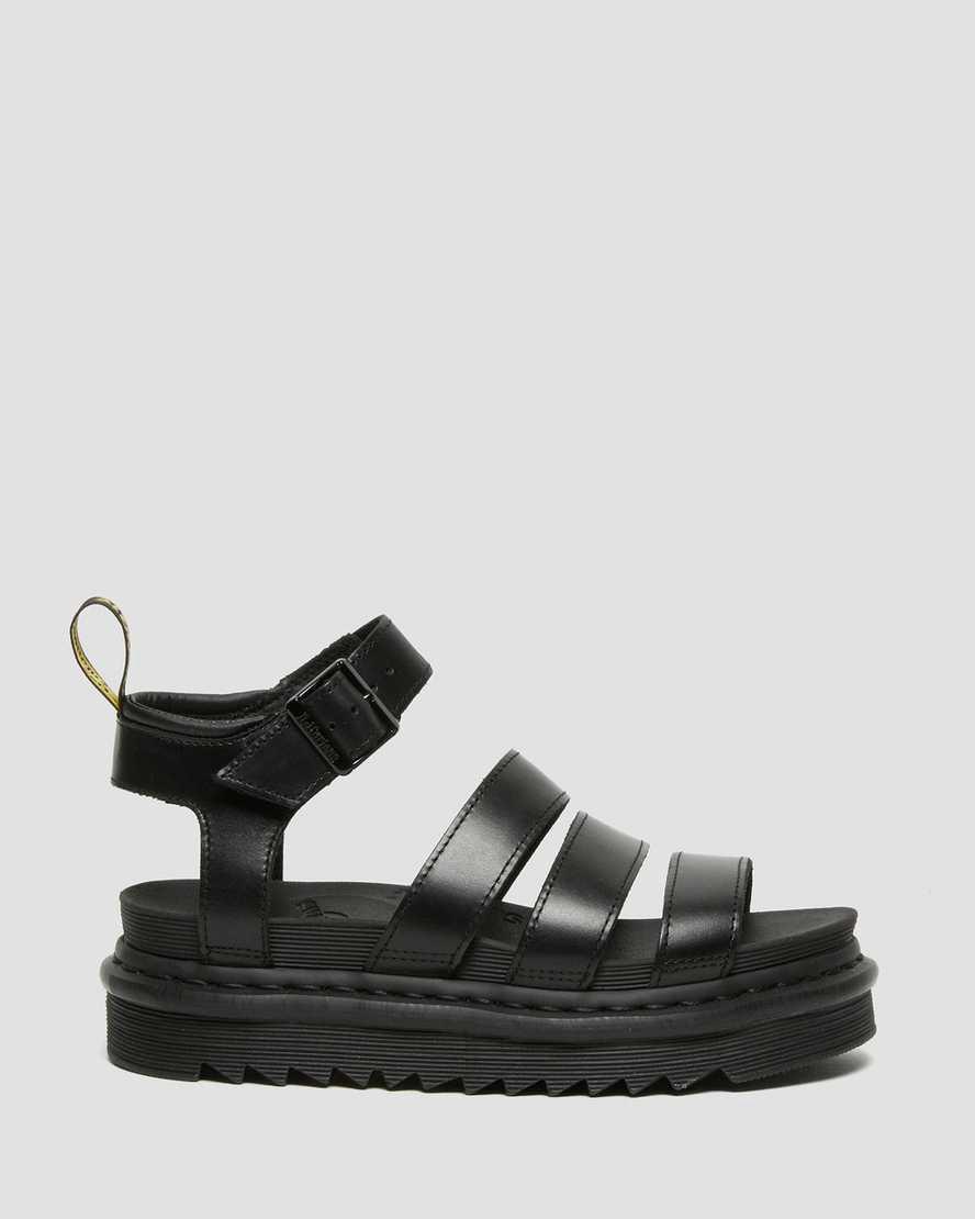 Sandalias De Gladiador Dr Martens Blaire Brando Leather Strap Mujer Negras  España |  47052-ARDO