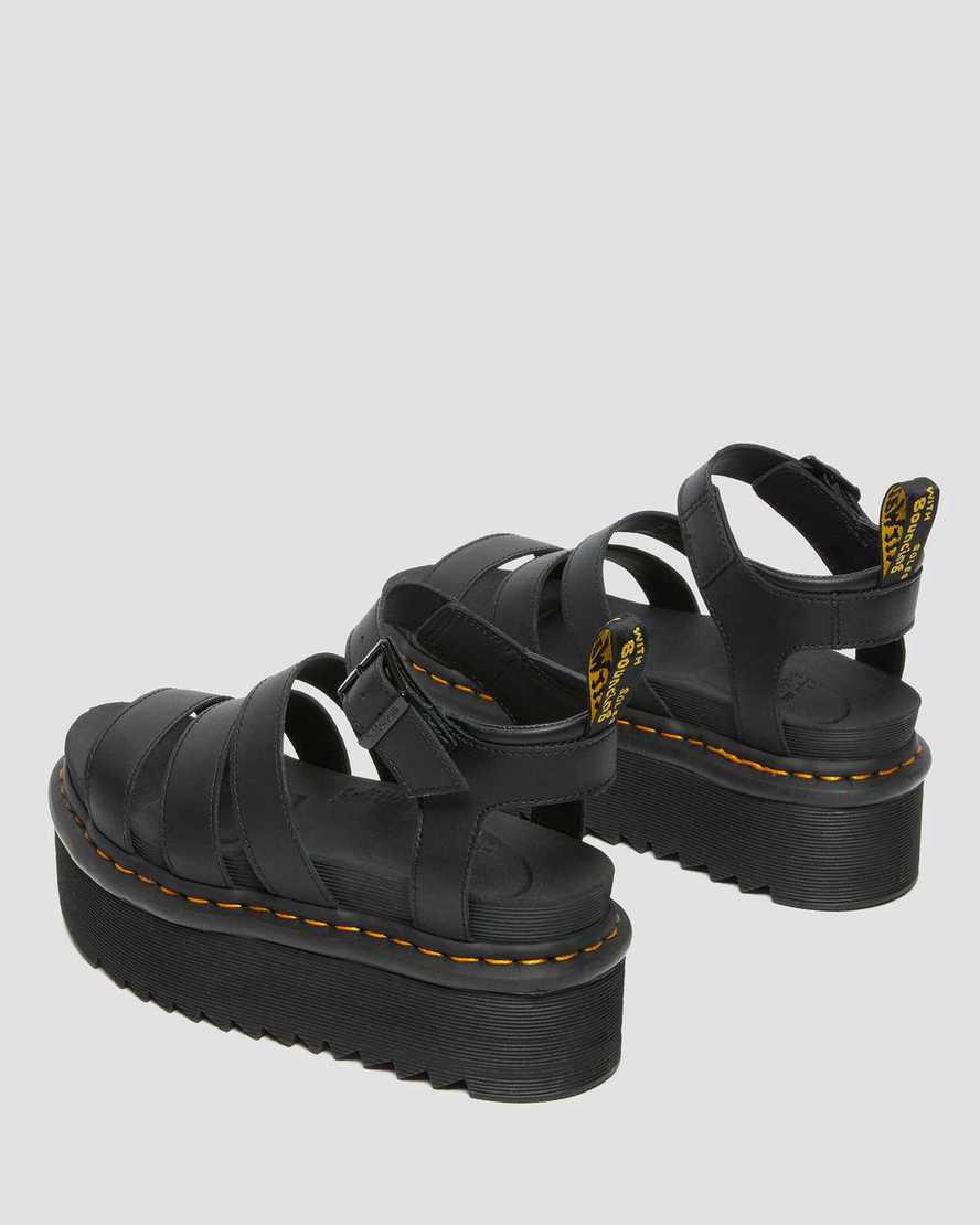 Sandalias De Gladiador Dr Martens Blaire Hydro Leather Platform Strap Mujer Negras  España |  65432-OHBA