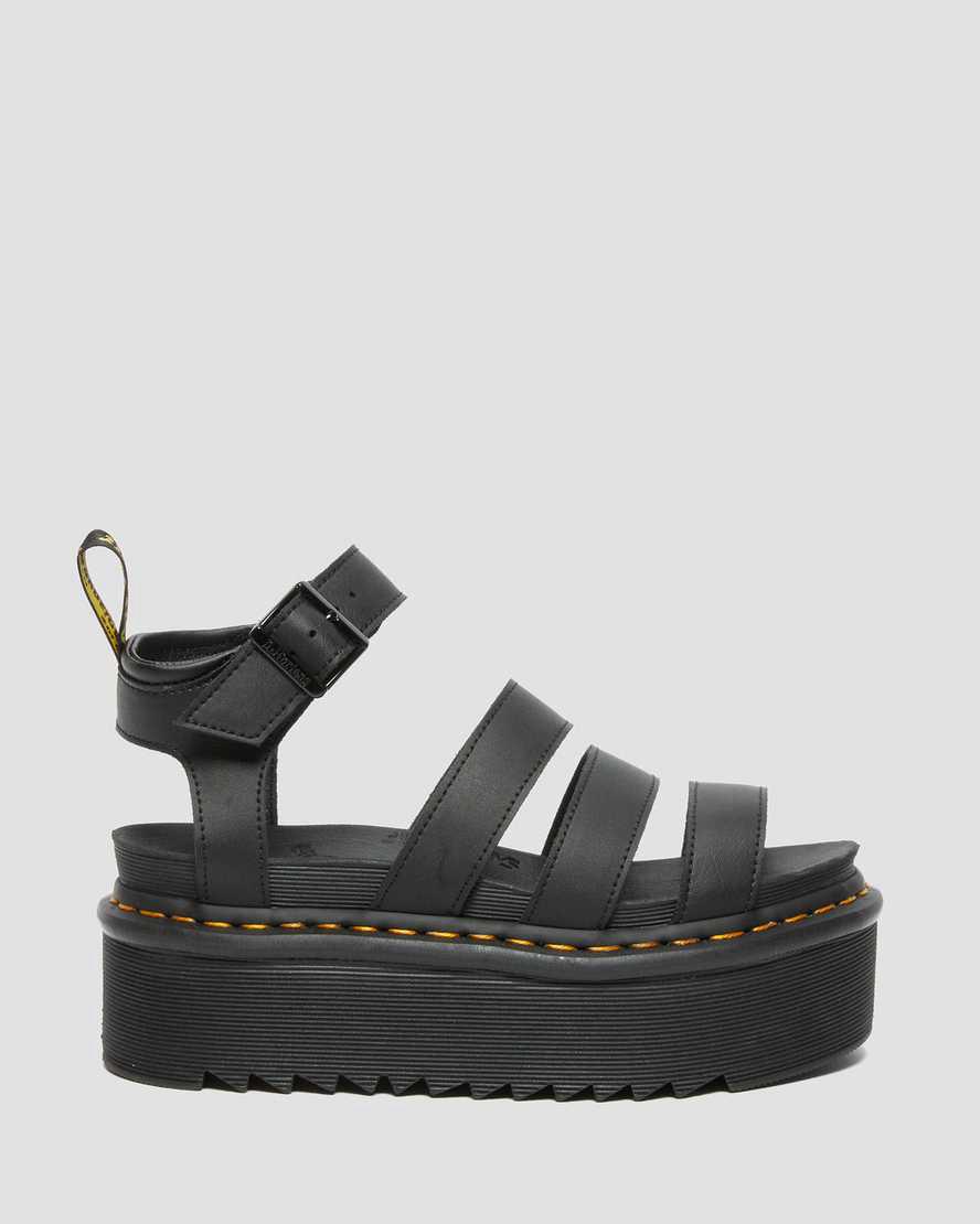 Sandalias De Gladiador Dr Martens Blaire Hydro Leather Platform Strap Mujer Negras  España |  65432-OHBA
