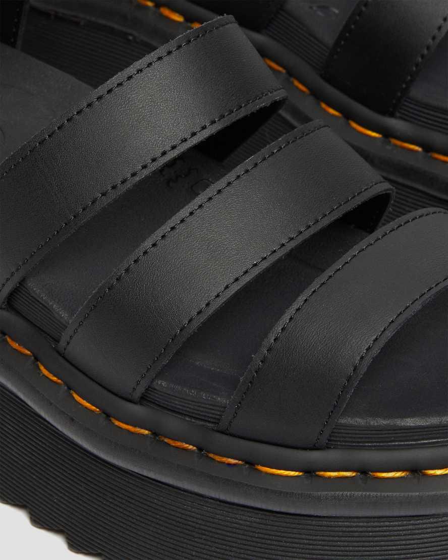 Sandalias De Gladiador Dr Martens Blaire Hydro Leather Platform Strap Mujer Negras  España |  65432-OHBA
