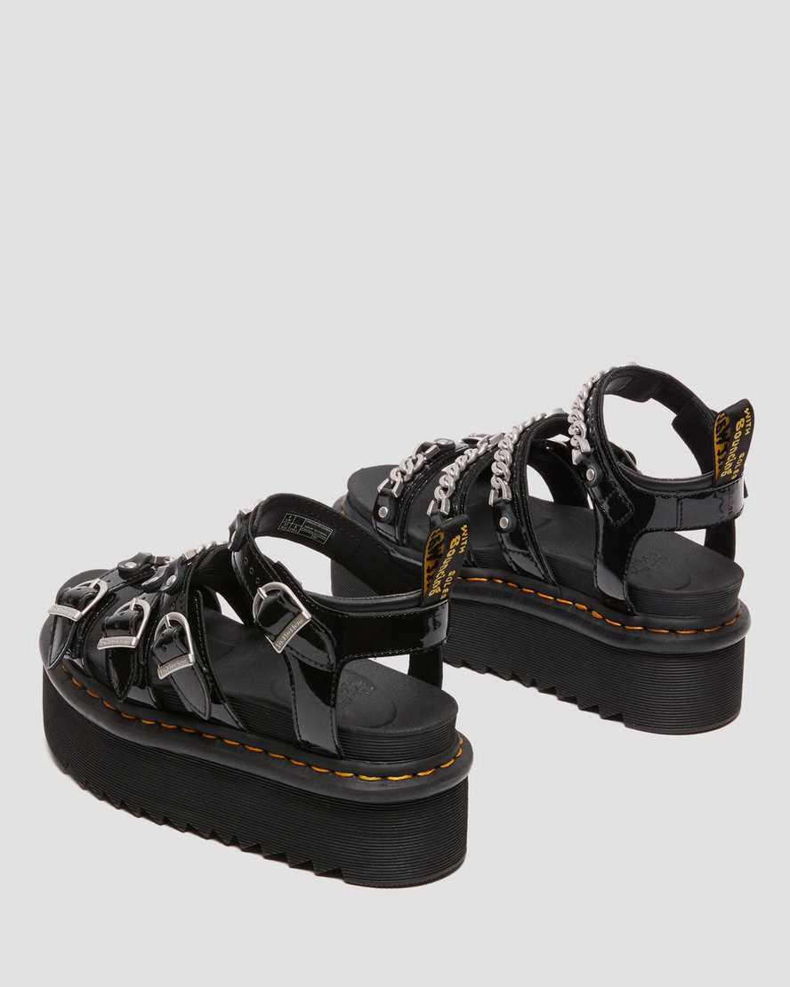 Sandalias De Gladiador Dr Martens Blaire II Chain Patent Leather Platform Strap Mujer Negras  España |  76930-NLJS