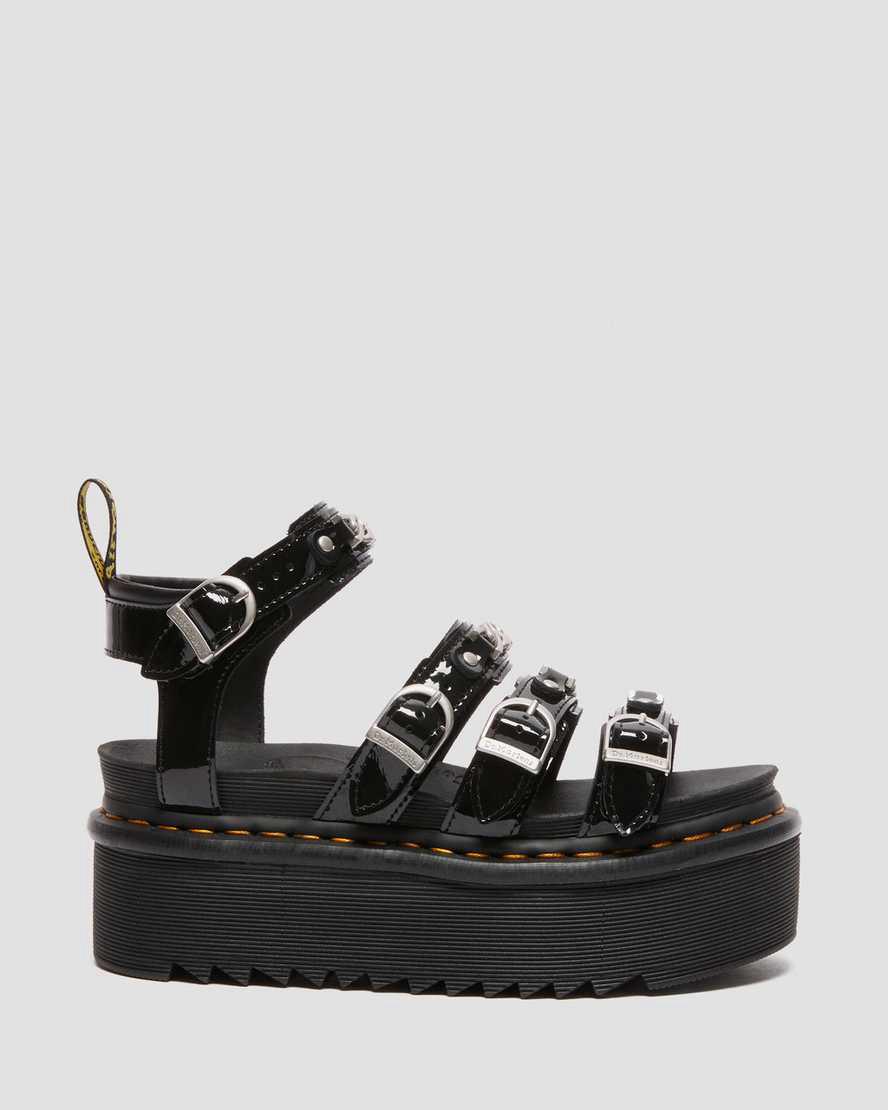 Sandalias De Gladiador Dr Martens Blaire II Chain Patent Leather Platform Strap Mujer Negras  España |  76930-NLJS