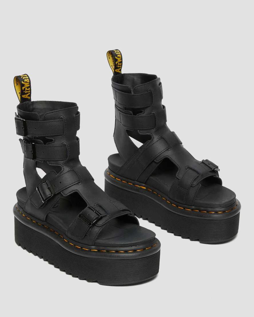 Sandalias De Gladiador Dr Martens Giavanna Leather Platform Mujer Negras  España |  27841-PCXV