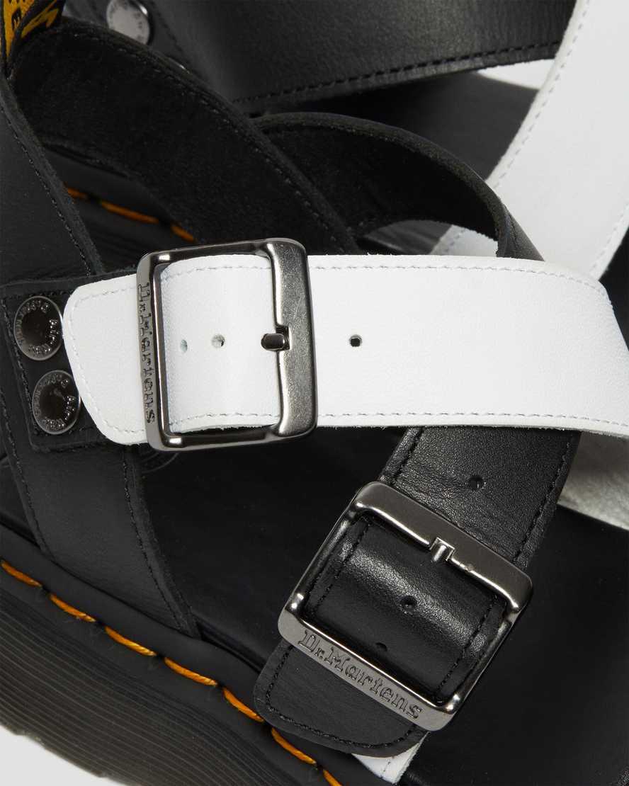 Sandalias De Gladiador Dr Martens Gryphon Contrast Leather Strap Mujer Negras Blancas  España |  27450-QBUX