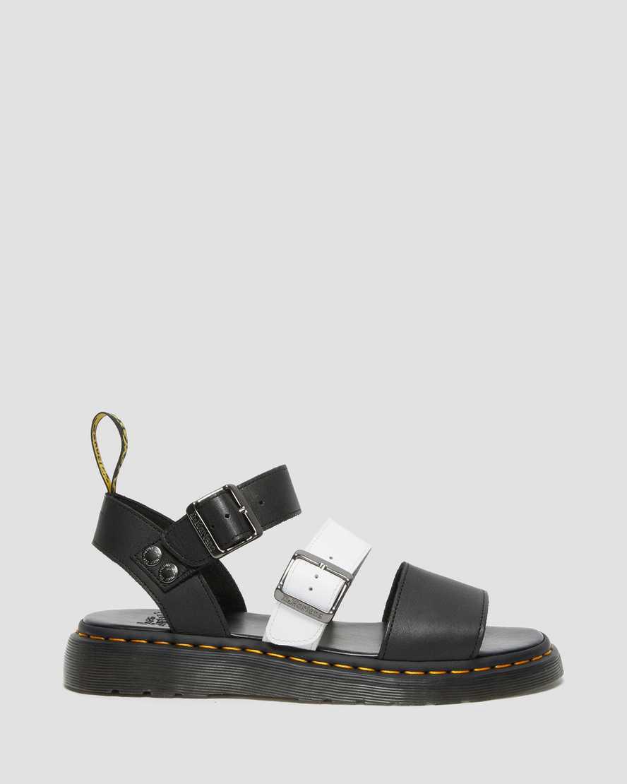 Sandalias De Gladiador Dr Martens Gryphon Contrast Leather Strap Mujer Negras Blancas  España |  27450-QBUX