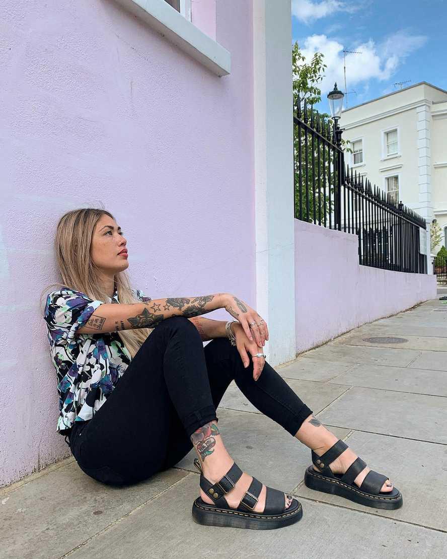 Sandalias De Gladiador Dr Martens Gryphon Platform Mujer Negras  España |  57620-KQSC