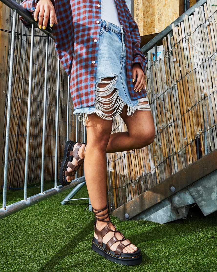 Sandalias De Gladiador Dr Martens Nartilla Illusion Leather Mujer Marrones Oscuro  España |  86243-RHTV