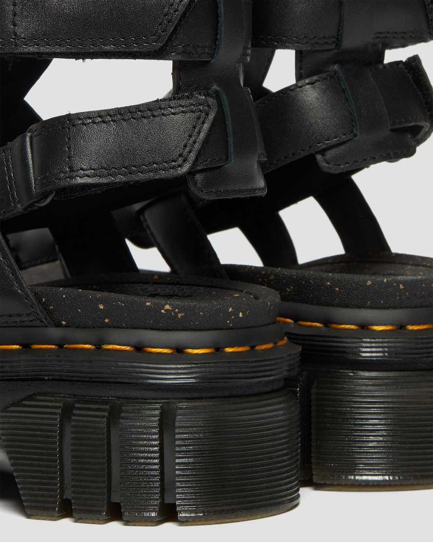 Sandalias De Gladiador Dr Martens Ricki Nappa Lux Leather Platform Mujer Negras  España |  74160-BMEK